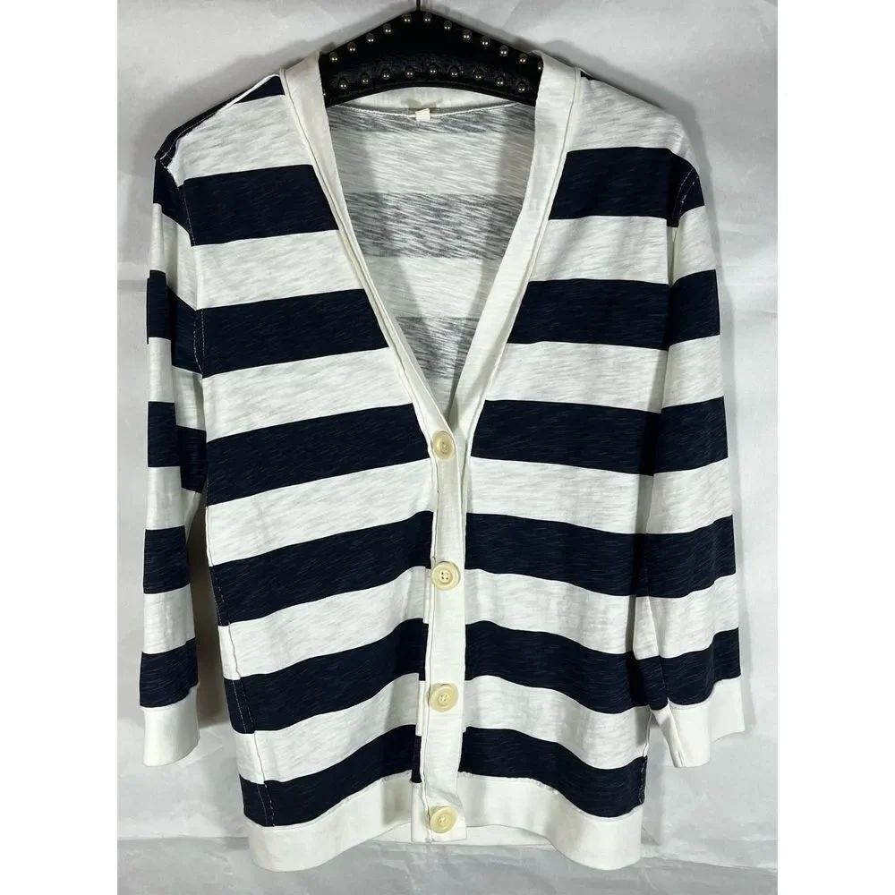 J.Crew striped terry cotton cardigan